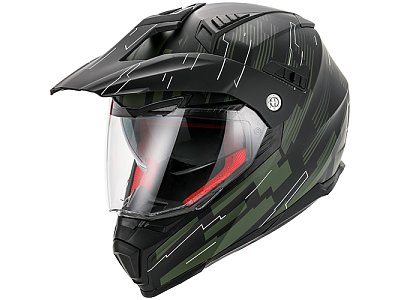 Helma VITO CROSSHELM MET VIZIER MOLINO MAT ZWART/ARMY GREEN Velikost L